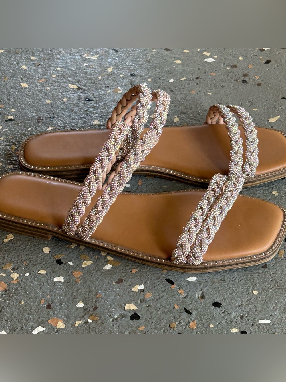 Embellished Strapped Shimmer Sandals - Picture 3 of 6
